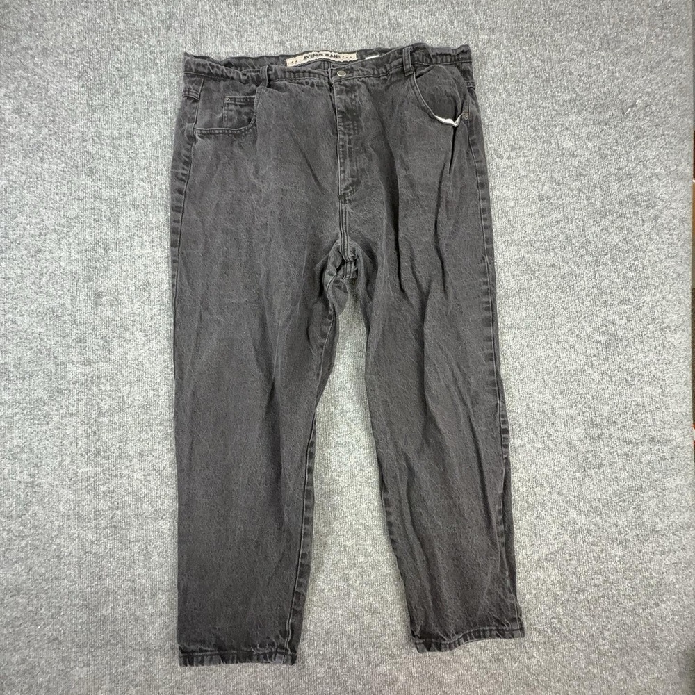 Avenue Jeans Womens 26 Charcoal High Rise Relaxed Tapered Elastic Waist Denim